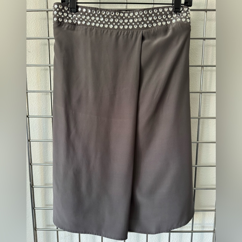COREY LYNN CALTER Elegant 100% Silk Skirt with Embellished Waistband Size 2 $195